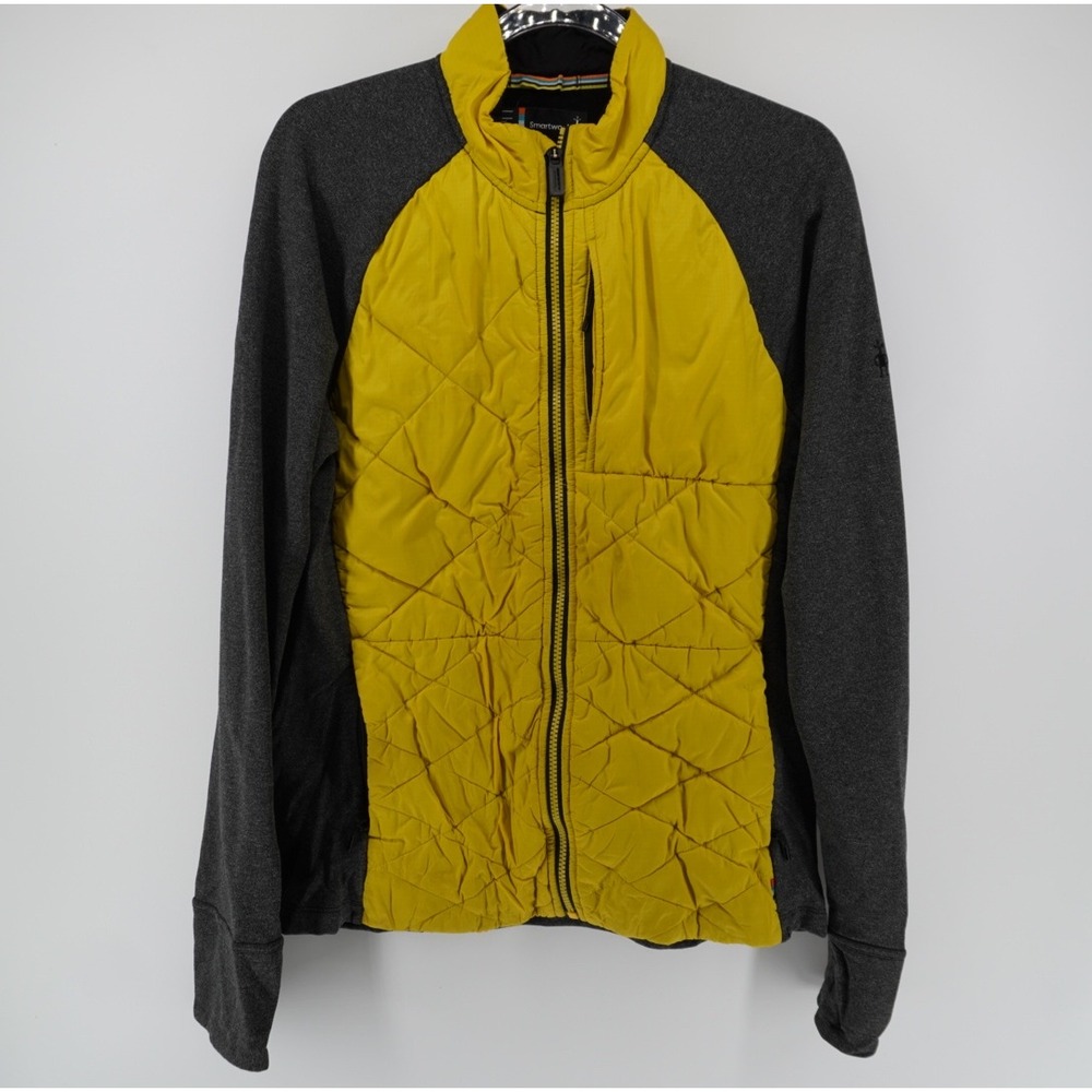Smartwool Smartloft Hybrid Quilted Full Zip Jacket Mens Medium Yellow Gray